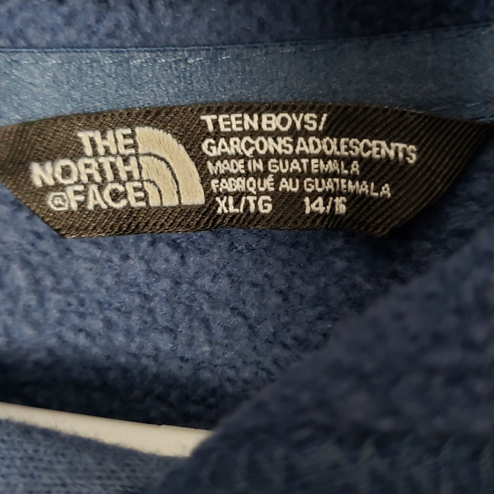 North Face Hoodie Sweatshirt Blue Logo Grid Graphic Athleisure Gorpcore Teen XL - Picture 4 of 12